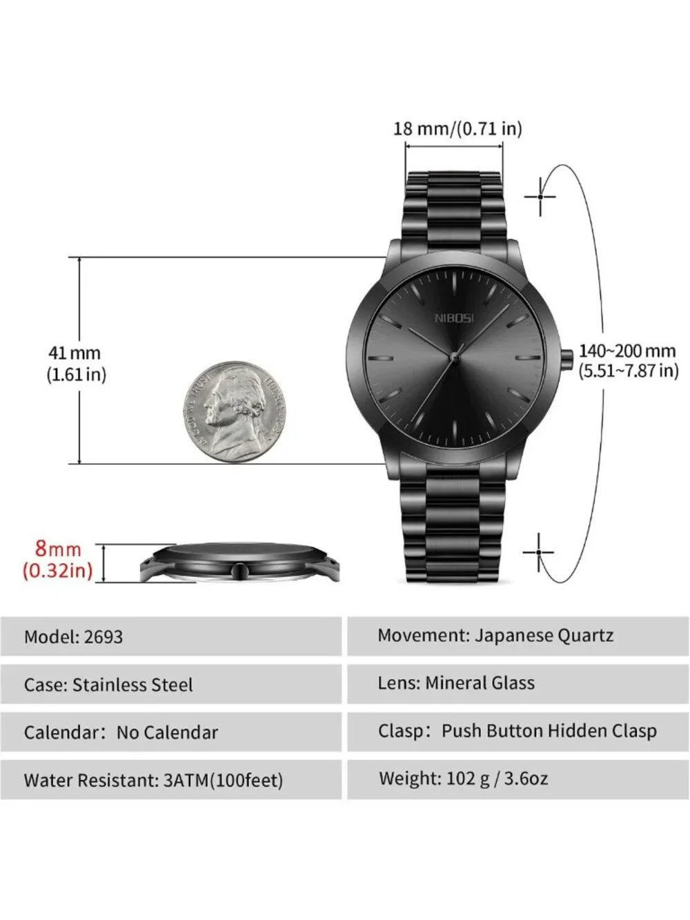 Men's Waterproof Analog Quartz Watch - Stainless Steel, Classic Minimalist